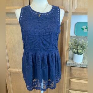 Entro Navy Lace Top